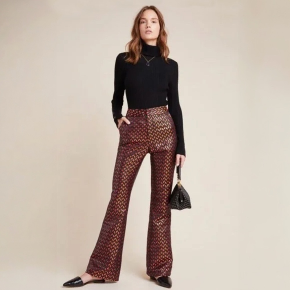 Cynthia Rowley Printed Theo Jacquard Flare Pant size 0